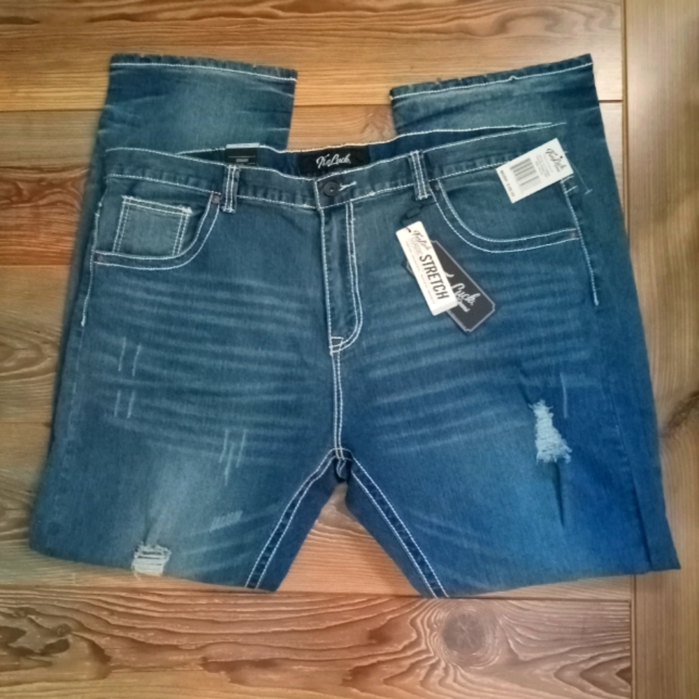 TRUE LUCK Mens Straight Fit Jeans Size: W44 L32
